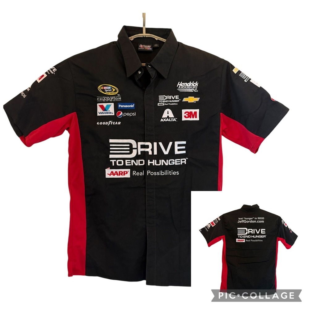 Chase Authentics Jeff Gordon Nascar Drive to End Hunger Pit Crew Shirt Men Large
